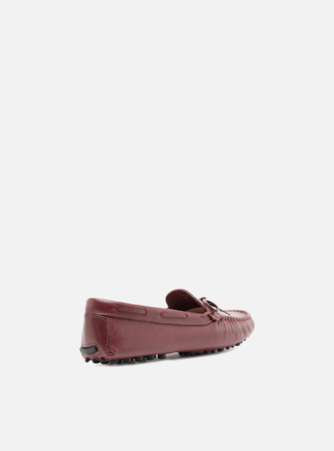 Mocassim Vermelho Couro Sola Emborrachada Retrô