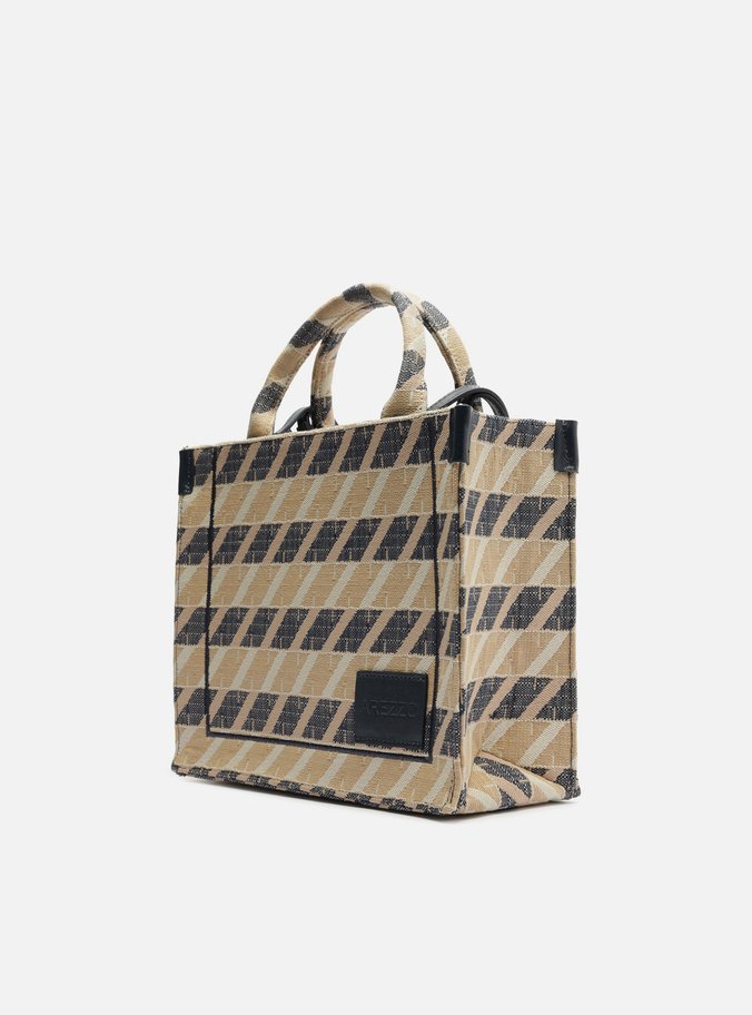 Bolsa Shopping Azul Jacquard Média ZZ Graphic | Arezzo
