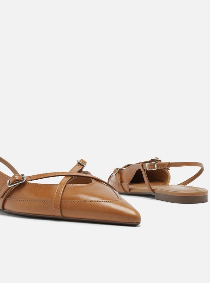 Sapatilha Caramelo Couro Slingback New Amélia
