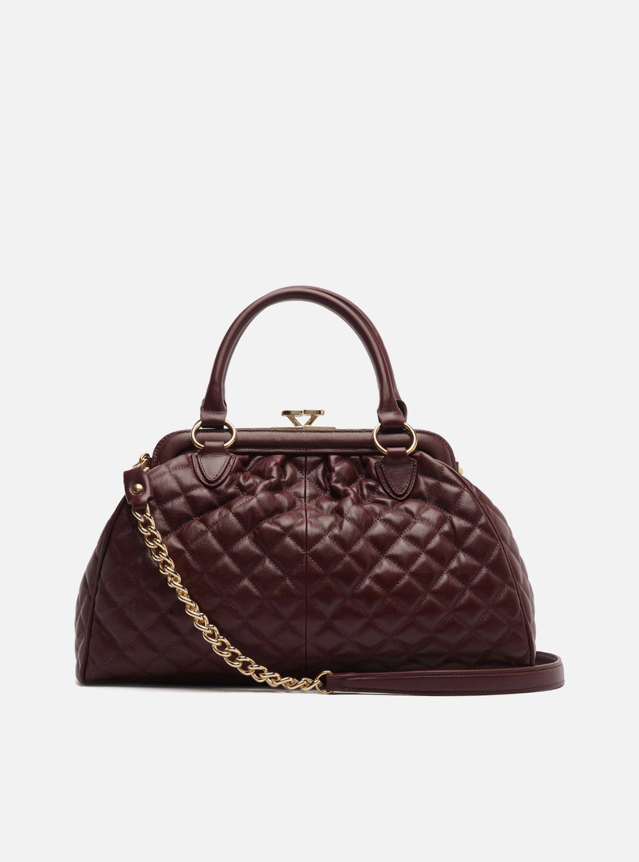 Bolsa Tote Bordô Couro Grande Matelassê Corrente — foto 3