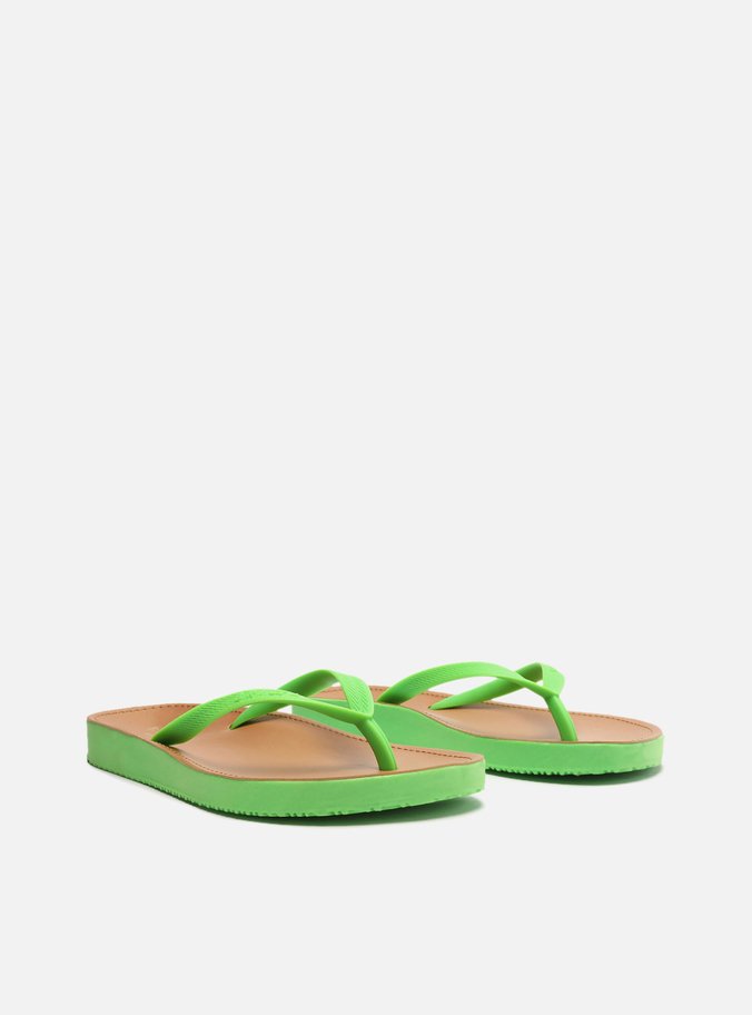 Chinelo de Dedo Verde Palmilha Marrom
