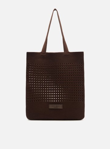 Bolsa Shopping Crochê Marrom Grande Brizza