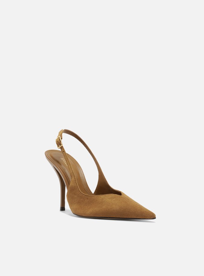 Scarpin Marrom Camurça Salto Alto Slingback