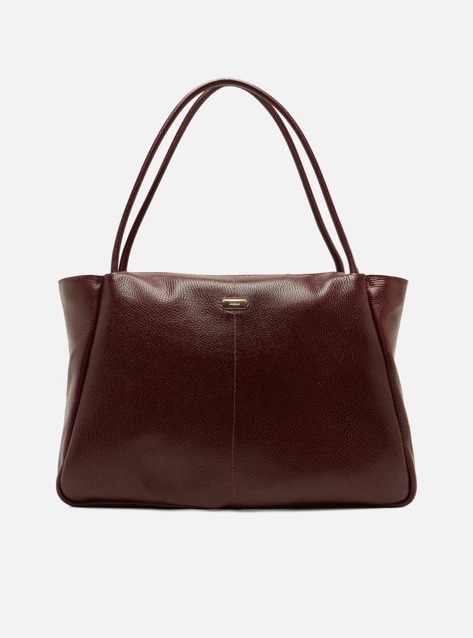 Bolsa Shopping Vinho Couro Grande Tag Metal