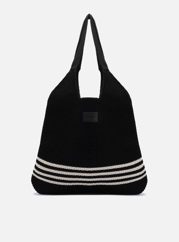Bolsa Shopping Preta Crochê Gaia Grande Listrada