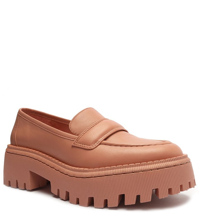 Mocassim Rosa Couro Tratorado Catarina
