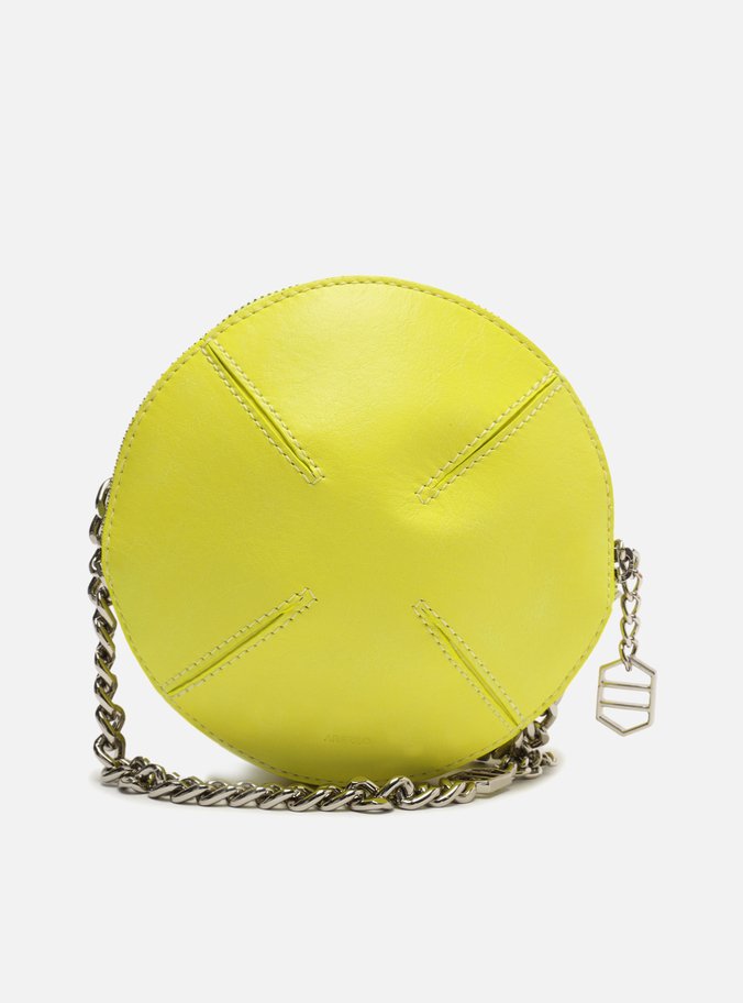 Bolsa Tiracolo Amarela Couro Pequena Flor