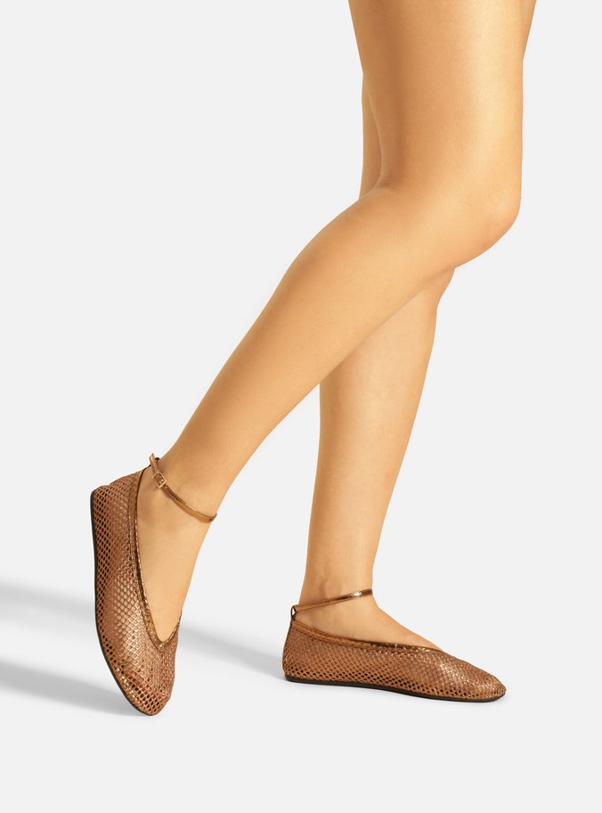 Sapatilha Bronze Tela Tira Ankle