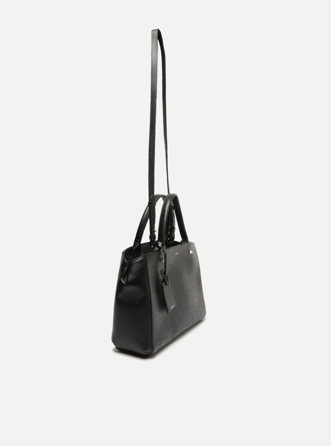 Bolsa Tote Preta Couro Wave Bella Grande