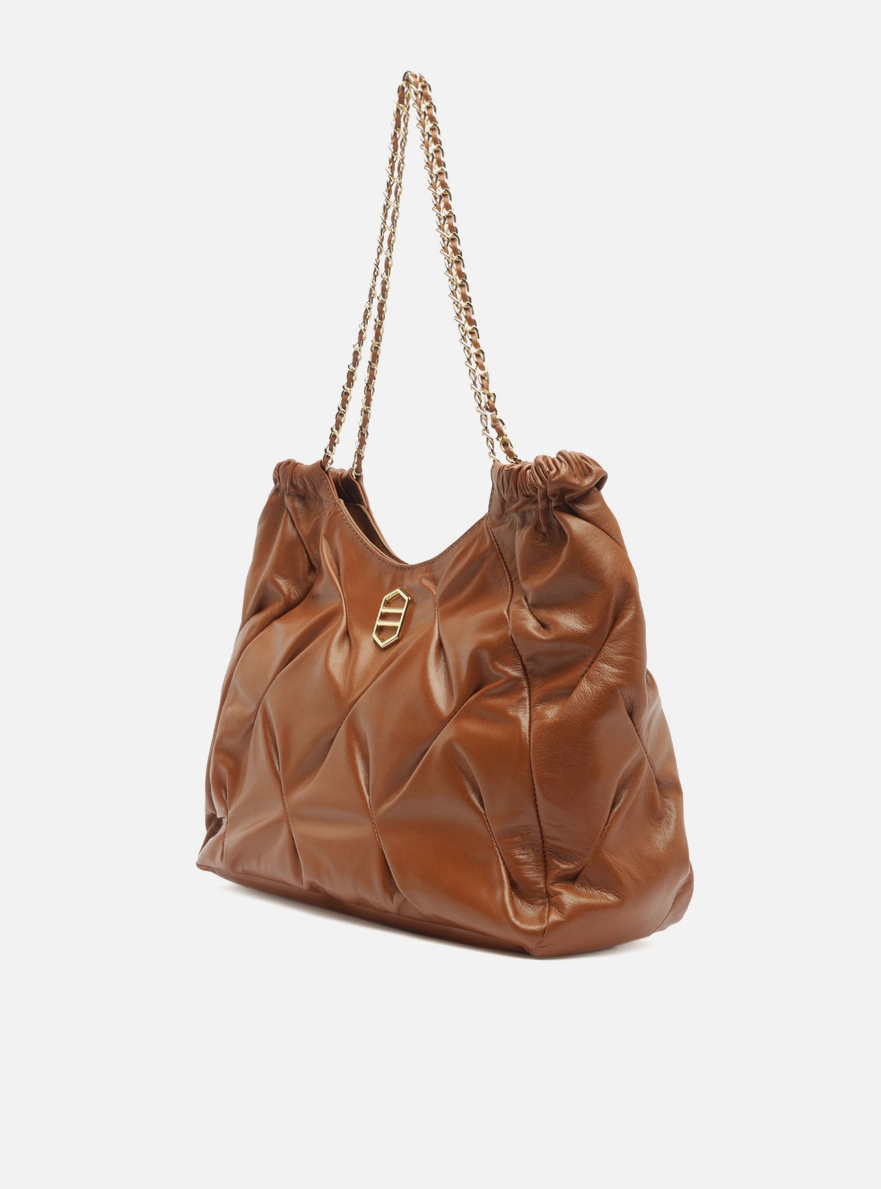 Bolsa Shopping Marrom Couro Grande Frisos — foto 2