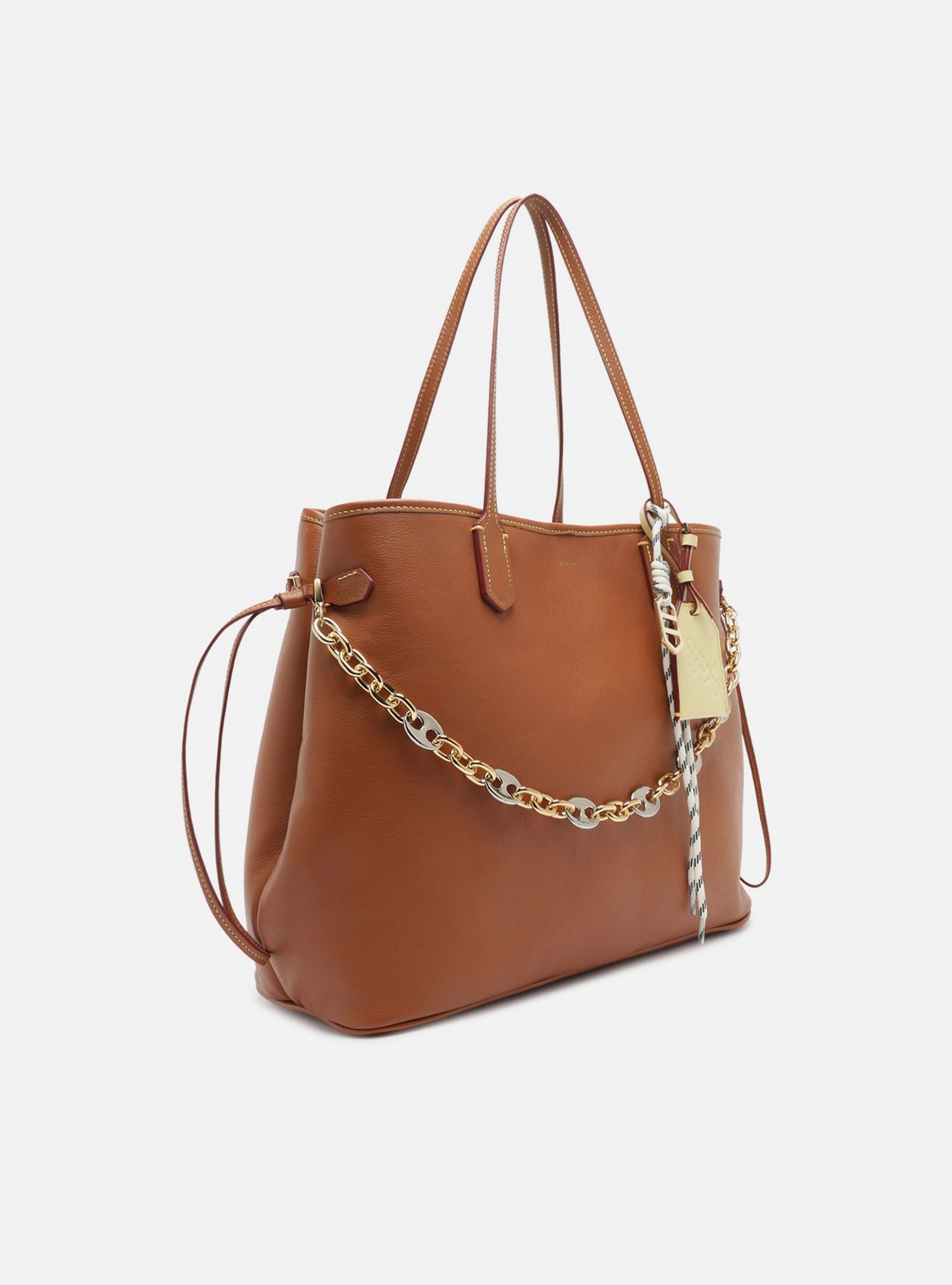 Bolsa Shopping Marrom Couro Grande Corrente — foto 5