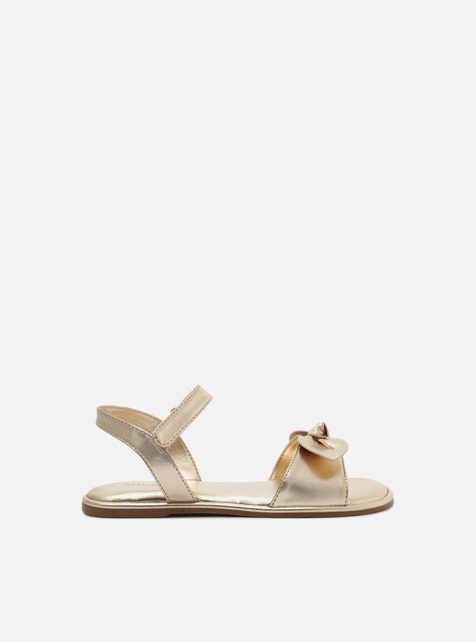 Sandália Infantil Rasteira Dourada Laço