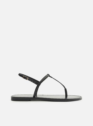 Sandália Rasteira Preta Lizard Slim