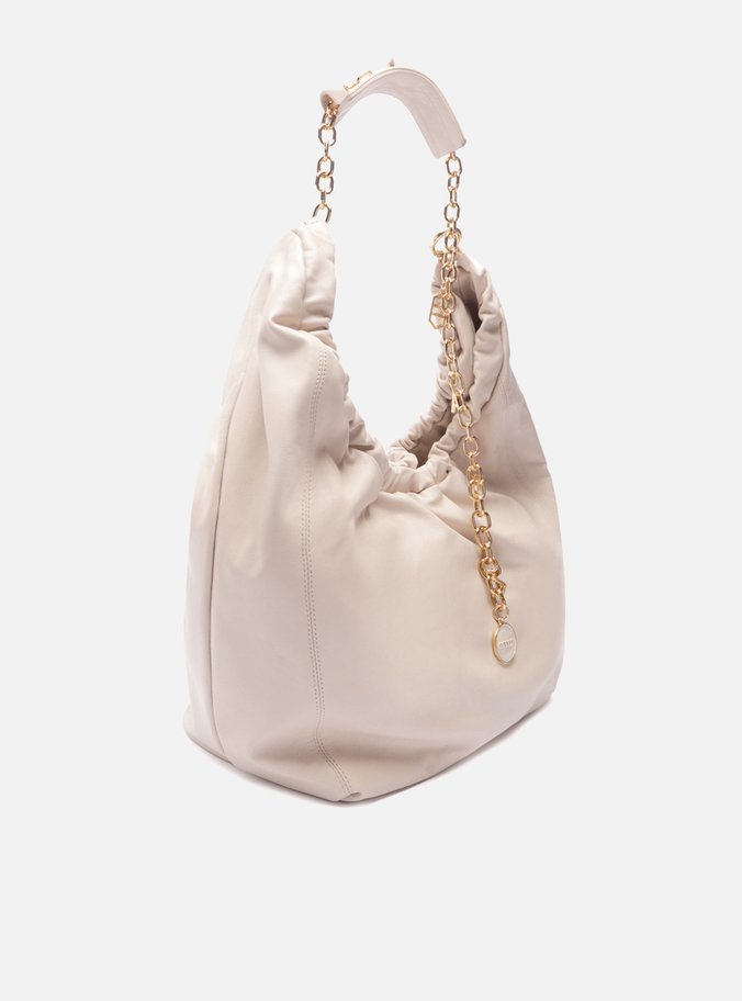 Bolsa Hobo Nude Couro Olívia Grande