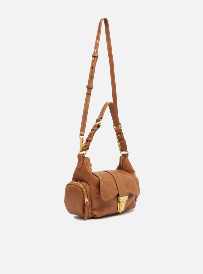 Bolsa Tiracolo Marrom Couro Média Bolsos