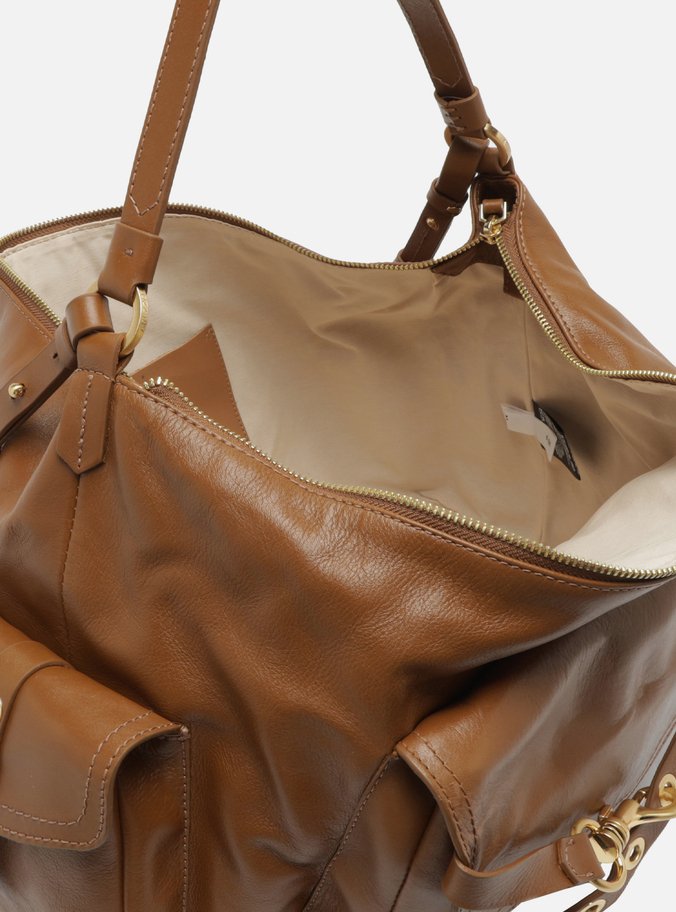 Bolsa Hobo Marrom Couro Grande Tira Ilhós