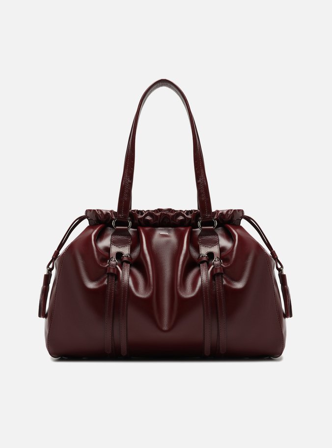 Bolsa Shopping Vermelha Couro Grande Fivelas