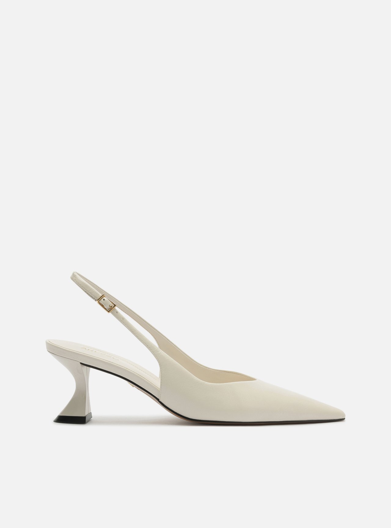 Scarpin Branca Couro Salto Geométrico Slingback — foto 1