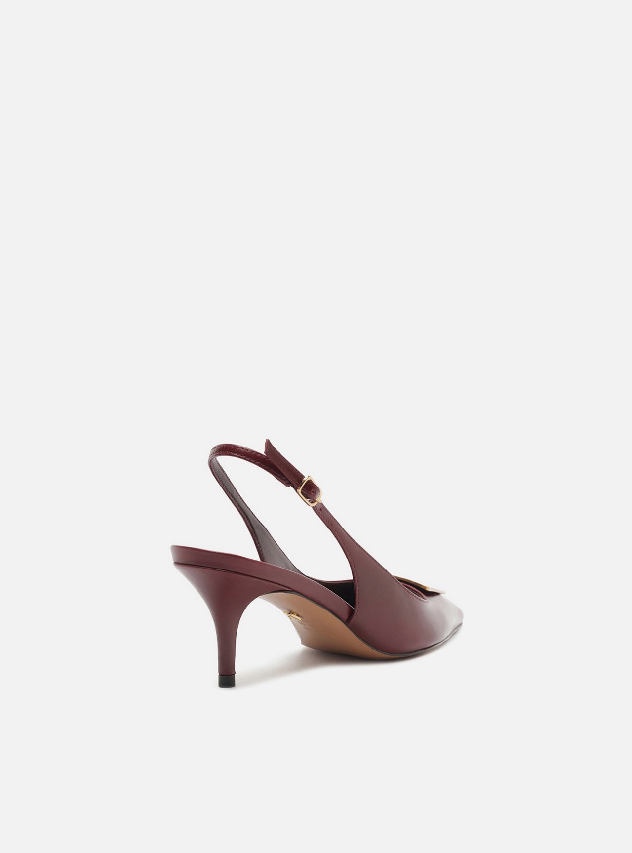 Scarpin Bordô Couro Salto Fino Metais Slingback — foto 3
