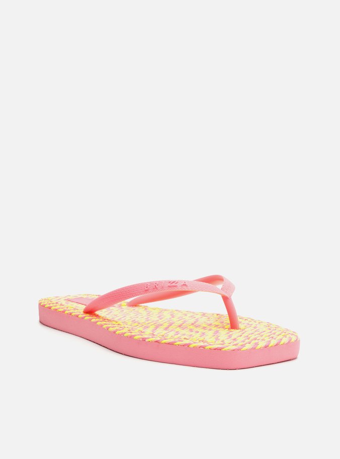 Chinelo de Dedo Rosa Square Crochê Brizza