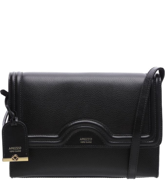 Bolsa Tiracolo Couro Média Vero Preta