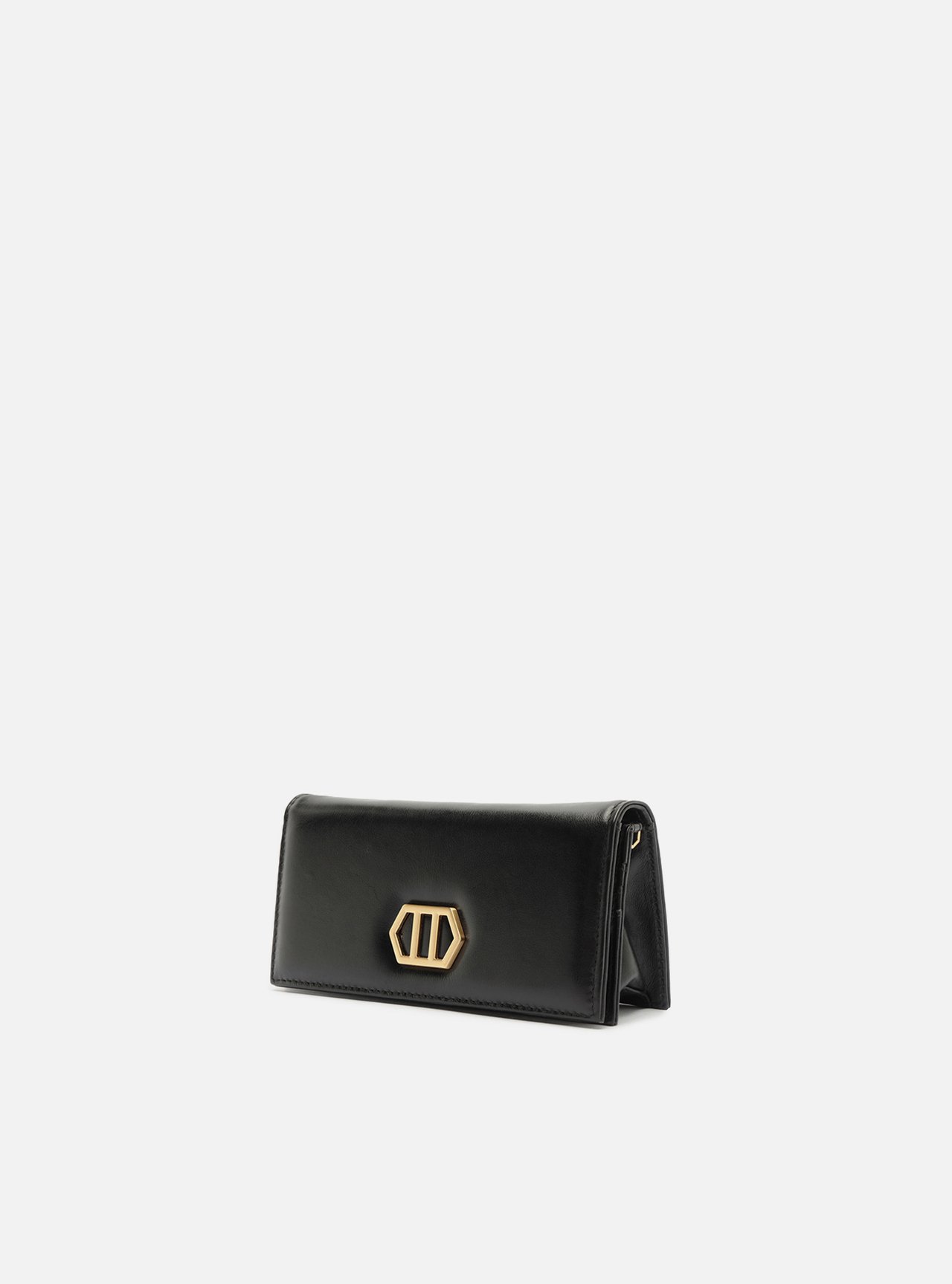 Bolsa Clutch Preta Couro Pequena Corrente — foto 2