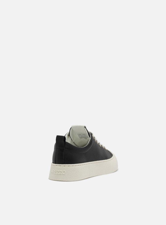 Tênis Preto Couro Amarração Casual