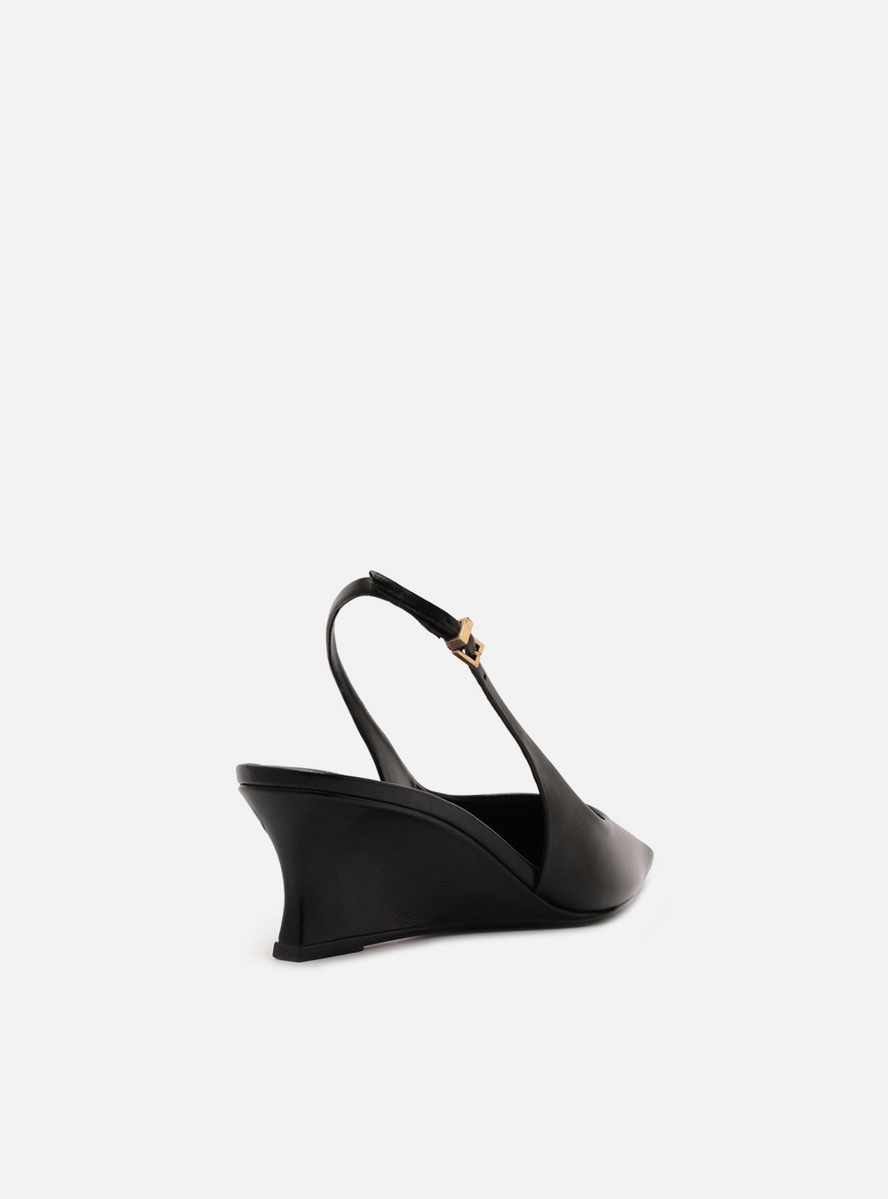 Scarpin Preto Couro Salto Baixo Anabela Slingback — foto 3
