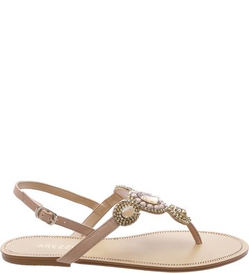Rasteira Pedras Nude-Vintage
