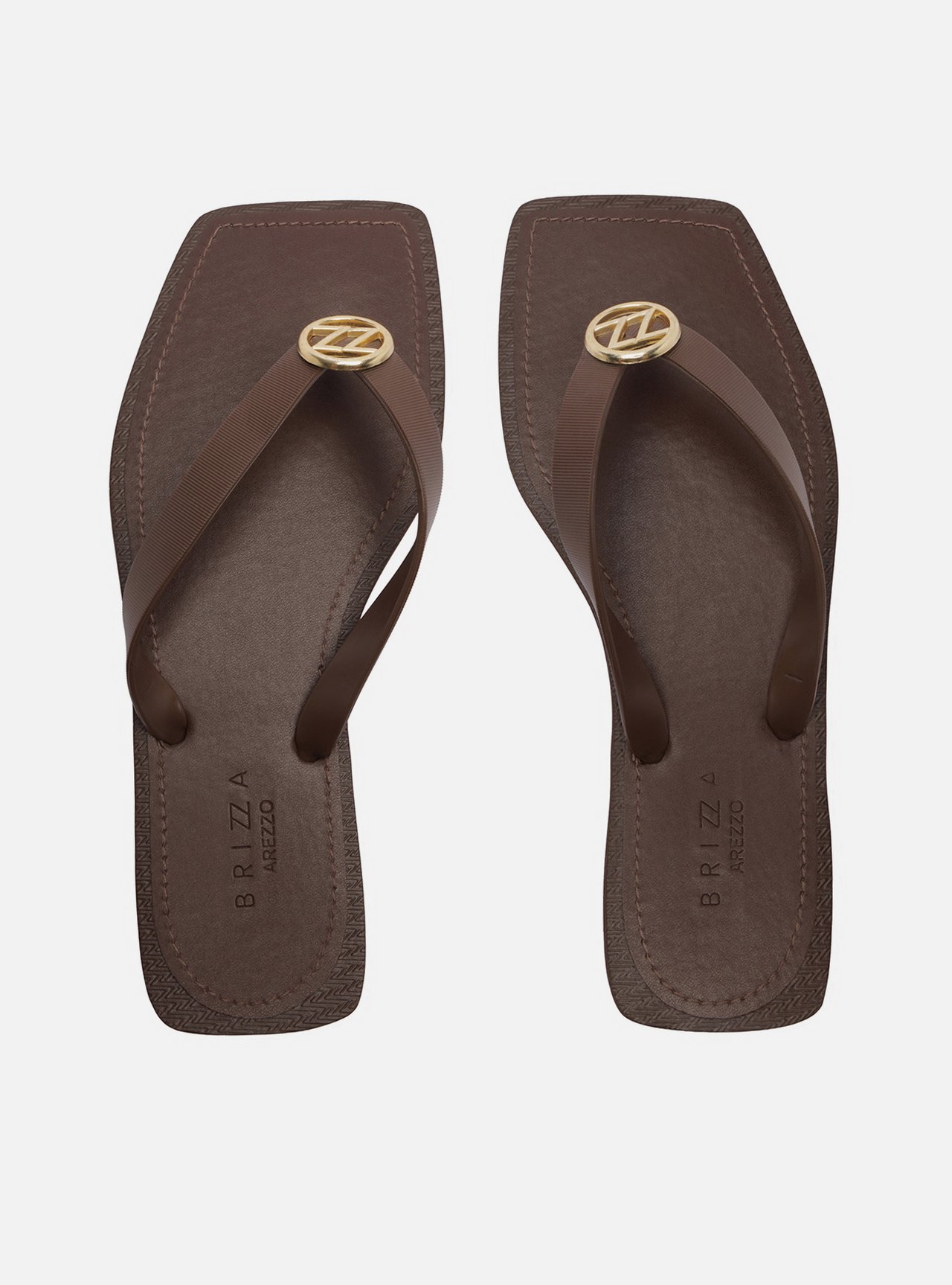 アクセサリー me0702 56600 Chinelo de Dedo Marrom Metal ZZ Square Brizza | Arezzo