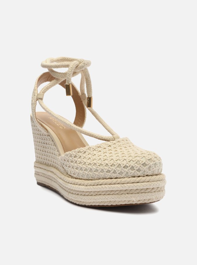 Espadrille Cru Tecido Tramado Amarração