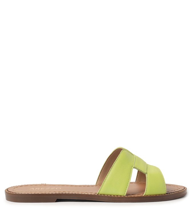 Rasteira Verde Couro Slide Light Citrus