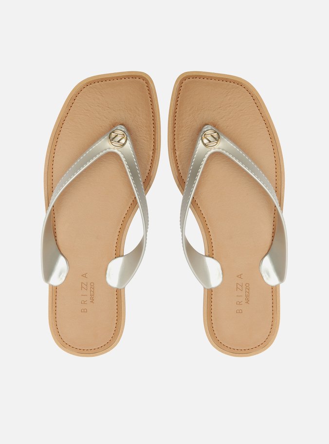 Chinelo de Dedo Prata Tira V Brizza