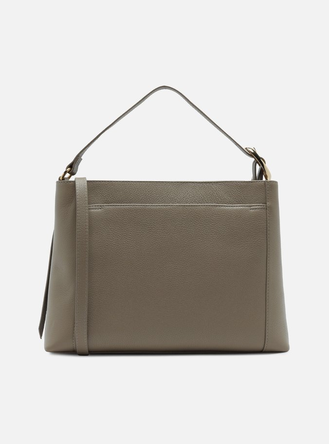 Bolsa Tote Cinza Couro Grande Básica