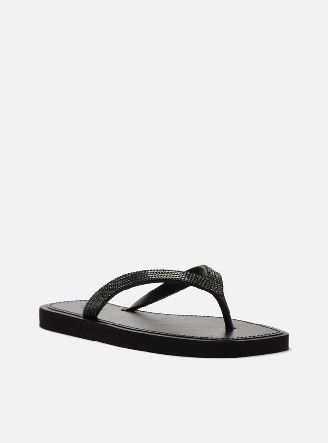 Chinelo de Dedo Preto Recouro Square Strass