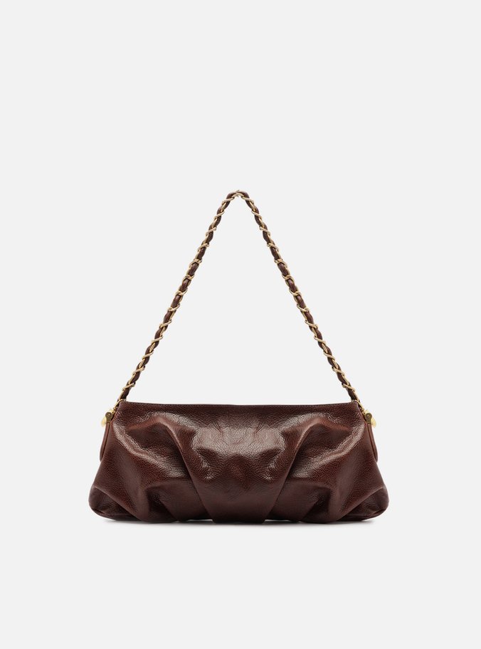 Bolsa Tiracolo Marrom Couro Média Franzida