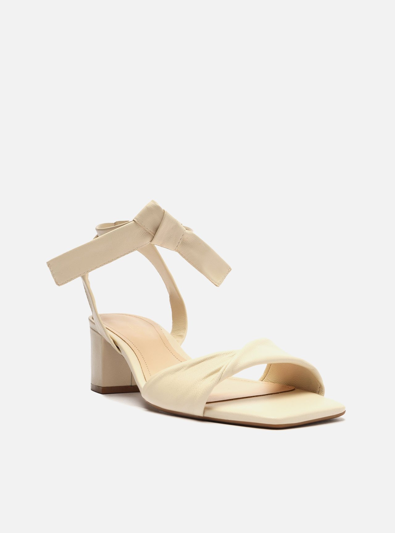 Sandália Off-White Couro Salto Médio Bloco Lace Up — foto 4