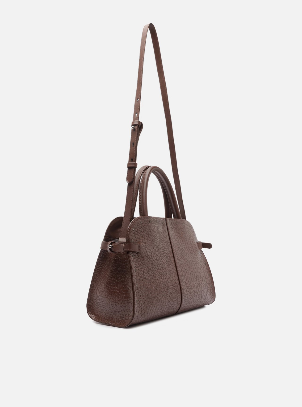 Bolsa Tote Marrom Croco Grande Rebites — foto 5