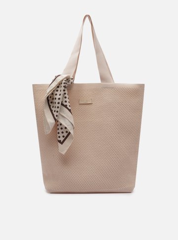 Arezzo — Bolsa Shopping Off White Crochê Grande Lenço Brizza
