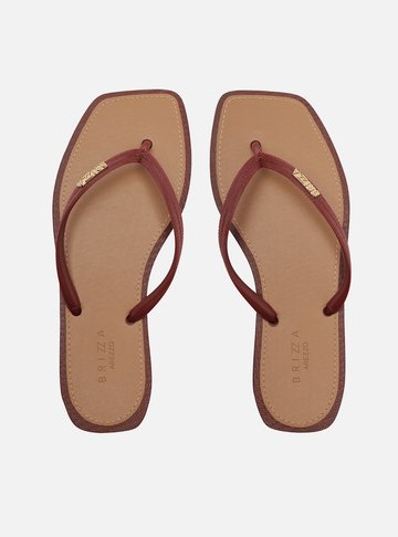 Arezzo — Chinelo de Dedo Vermelho Flatform Metais Brizza