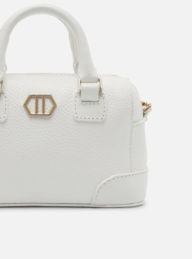 Bolsa Tiracolo Branca Couro Pequena Estruturada