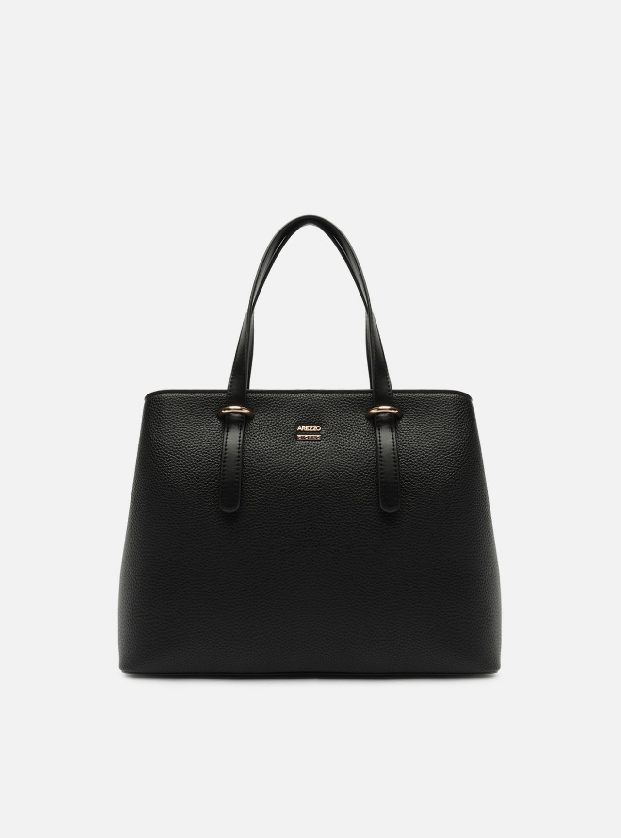 Bolsa Tote Preta Média Granulada Metais — foto 1