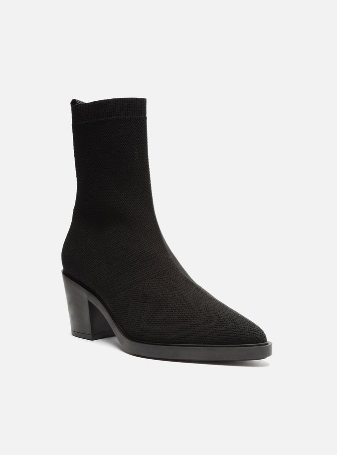 Bota Preta Knit Cano Médio Western