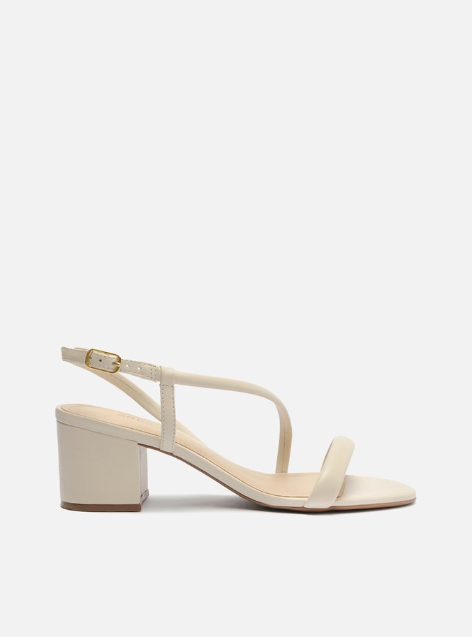 Sandália Off-White Salto Bloco Tira Curva