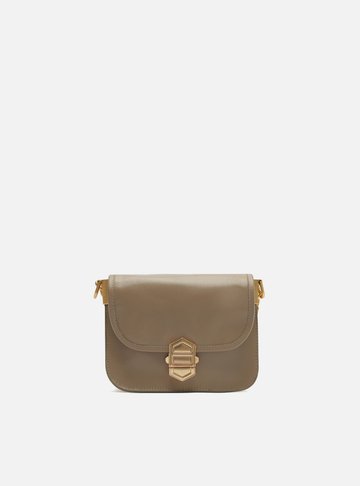 Arezzo — Bolsa Tiracolo Cinza Couro Pequena Peça Metal