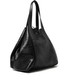 Bolsa Shopping Preta Couro Croco Roma Bolsa Shopping Preta Couro Croco Roma