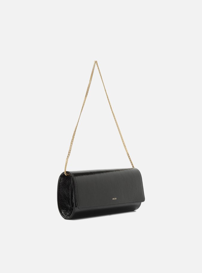 Bolsa Tiracolo Preta Couro Pequena Alongada