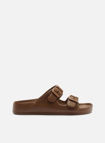 Arezzo — Slide Marrom Fivela Bico Redondo
