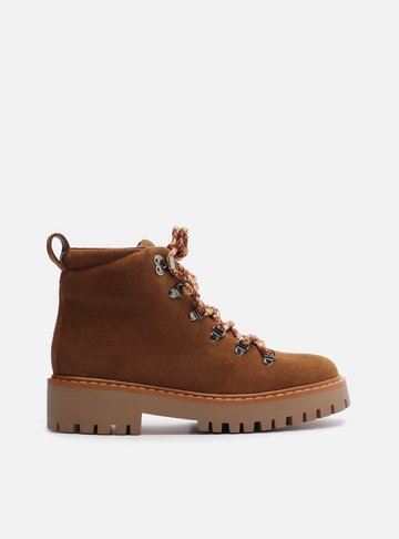 Coturno Marrom Suede Tratorado Amarração