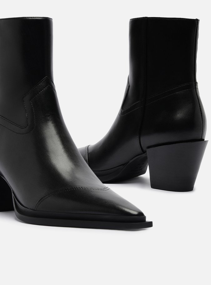 Bota Preta Couro Cano Curto Western